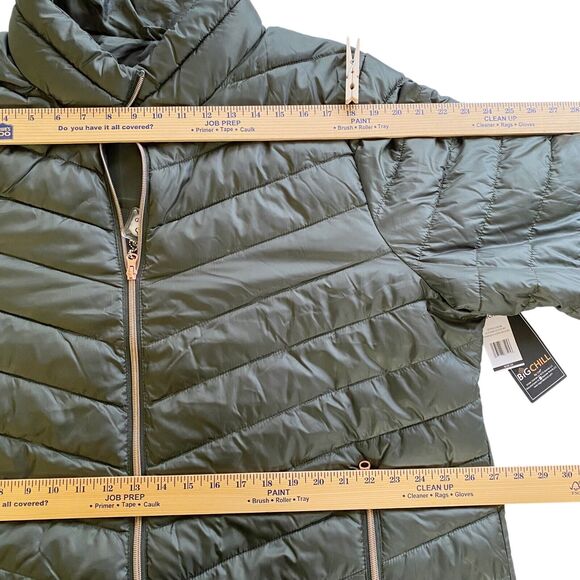Big Chill Womens 3X Olive Green Quilted Packable Jacket Cloud Tech NEW Flawed - Picture 10 of 16